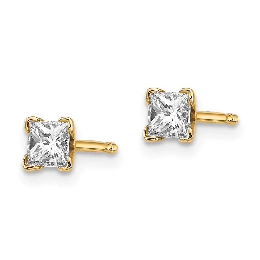 14K Yellow Gold 3/8 ct I1 G-I Princess-Cut Diamond Studs
