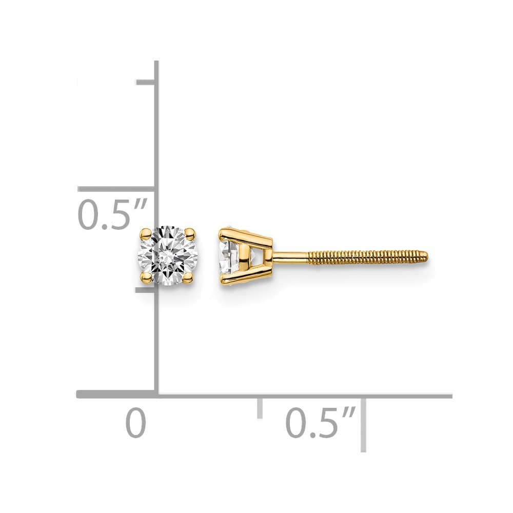 14K Yellow Gold 3/8 ct SI3 G-I Diamond Screw Back Stud Earrings
