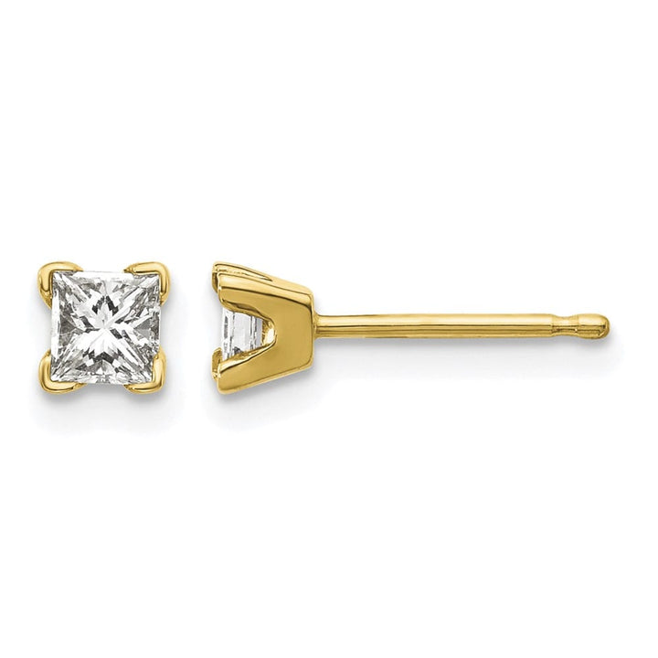 14K Yellow Gold 3/8 ct SI3 G-I Princess-Cut Diamond Studs