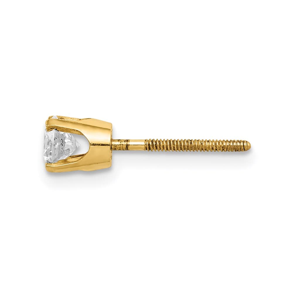 14K Yellow Gold 3/8 ct Single Diamond Stud Earring
