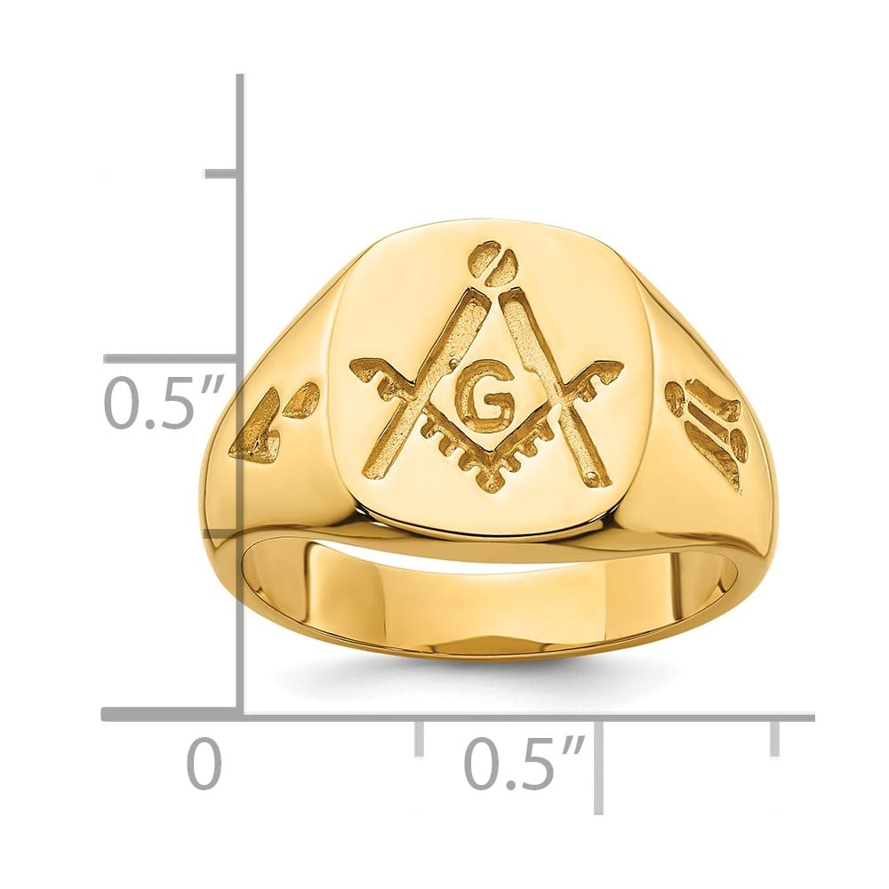 14k Yellow Gold 3.8 mm IB Goodman (No Enamel) Masonic Men's Ring