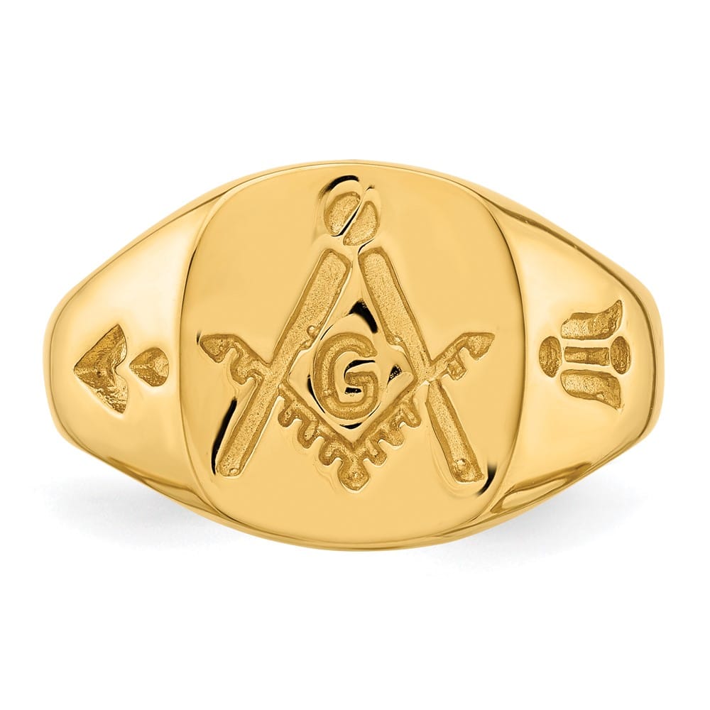 14k Yellow Gold 3.8 mm IB Goodman (No Enamel) Masonic Men's Ring
