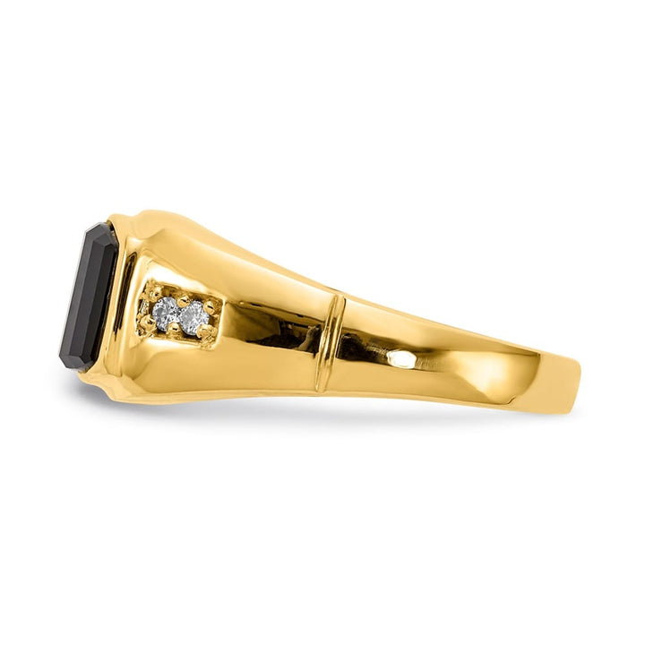 14k Yellow Gold 3.90 g Barrel Onyx and SI2/SI3 Diamond Men's Ring