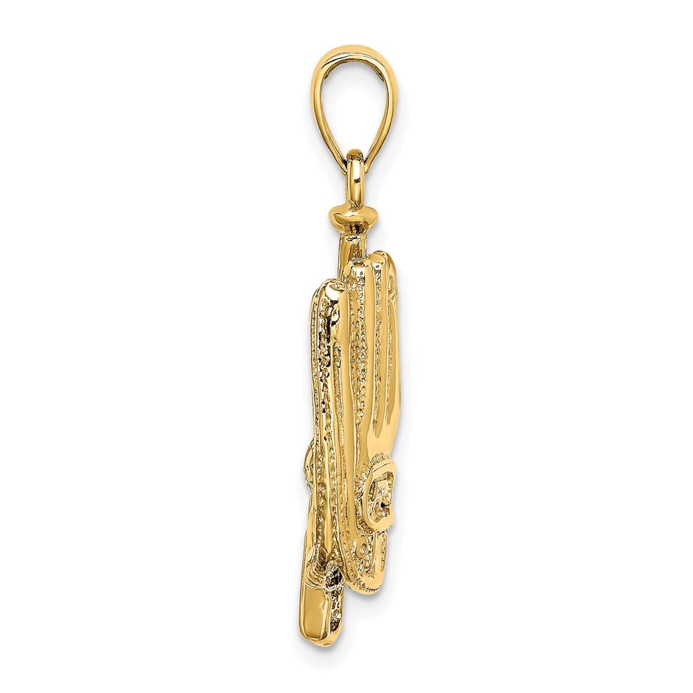 14K Yellow Gold 3-D Baseball Glove/Bat/Ball 23.5 mm Charm