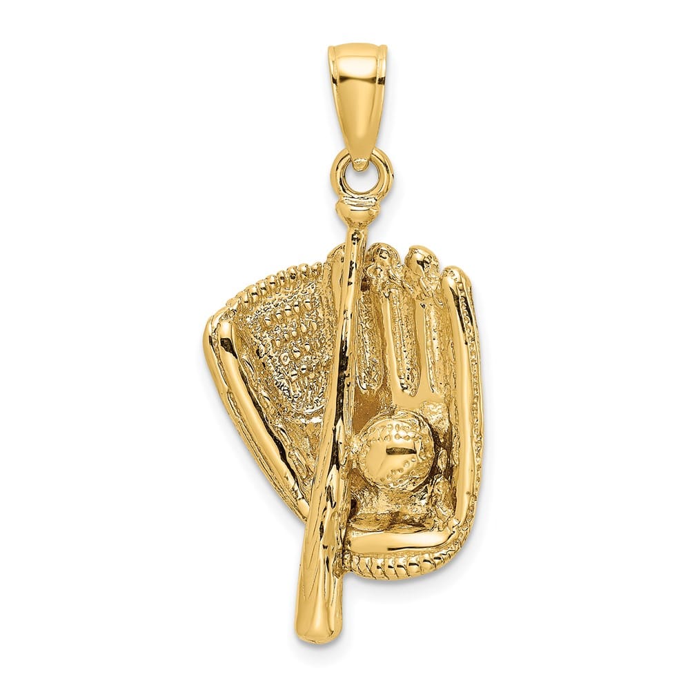 14K Yellow Gold 3-D Baseball Glove/Bat/Ball 23.5 mm Charm