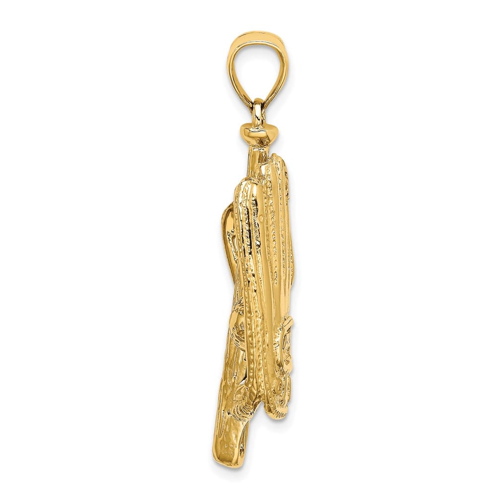 14K Yellow Gold 3-D Baseball Glove/Bat/Ball 32.4 mm Charm