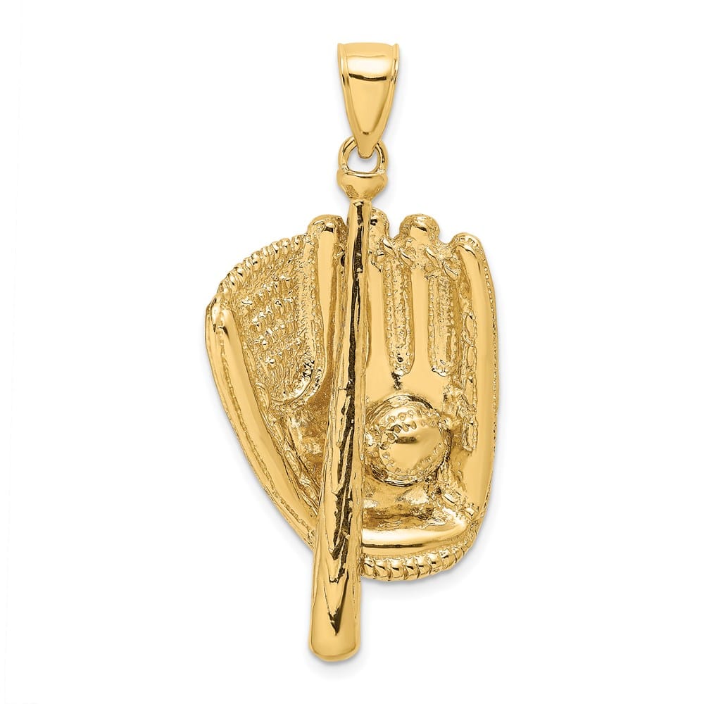 14K Yellow Gold 3-D Baseball Glove/Bat/Ball 32.4 mm Charm