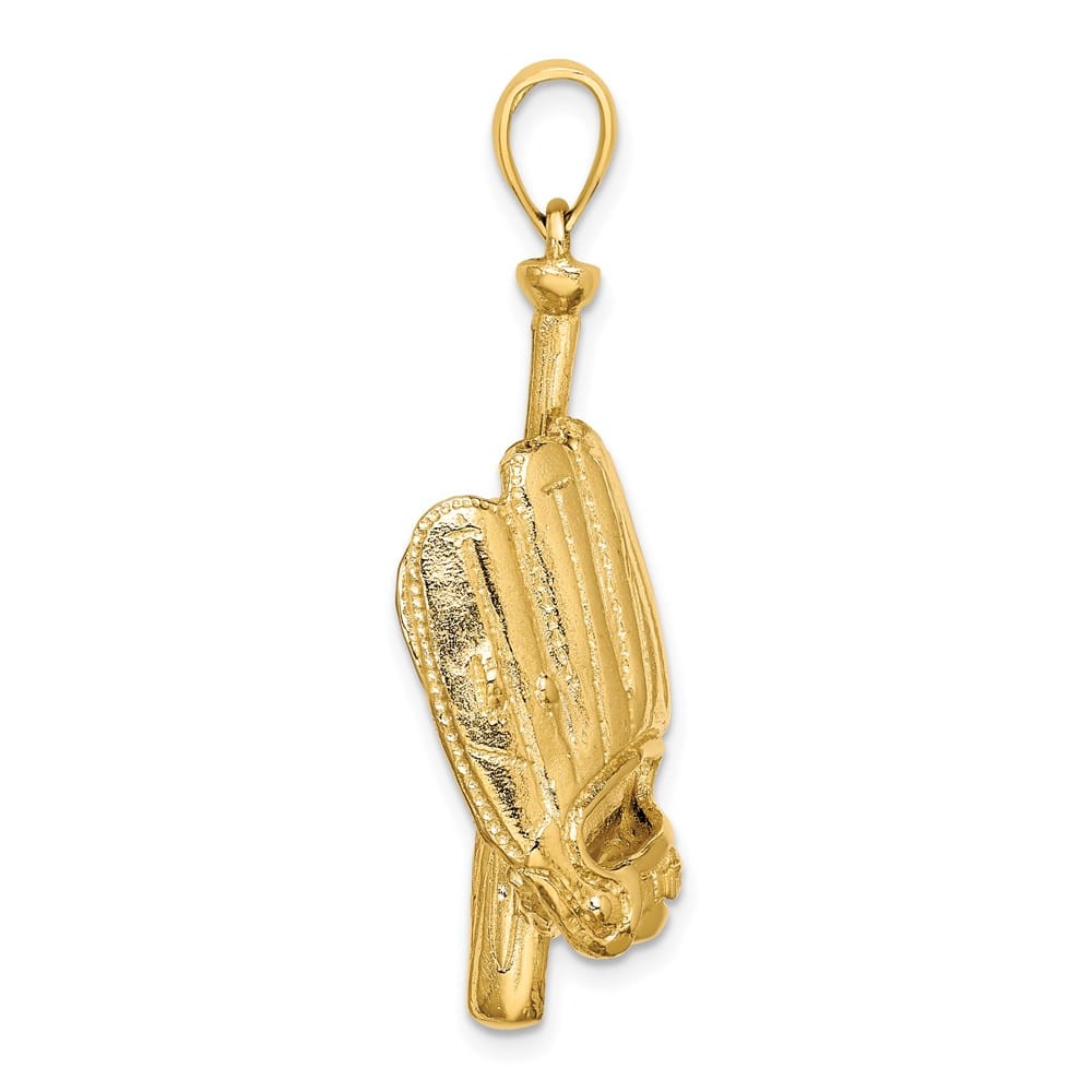 14K Yellow Gold 3-D Baseball Glove/Bat/Ball 37.5 mm Charm