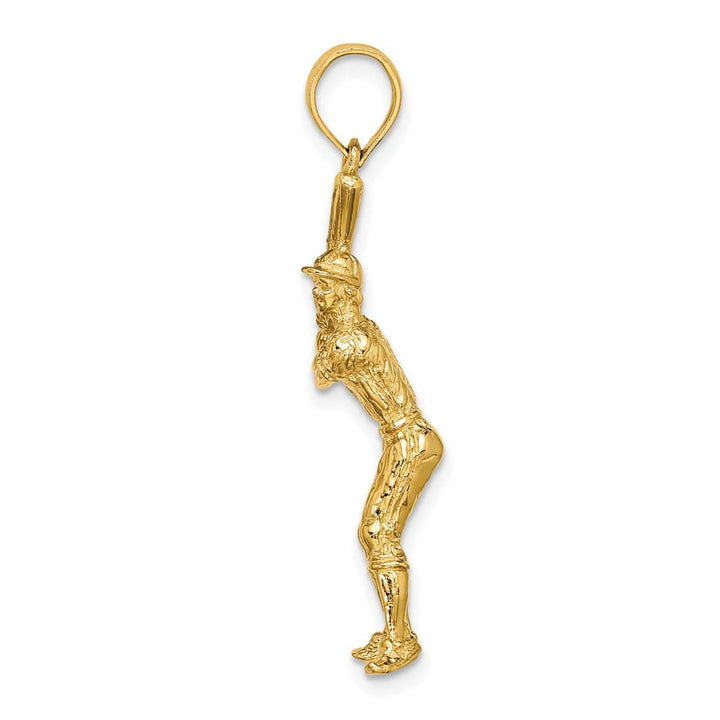 14K Yellow Gold 3-D Baseball Player with Bat Charm