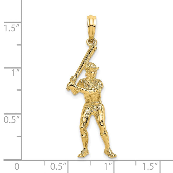 14K Yellow Gold 3-D Baseball Player with Bat Charm