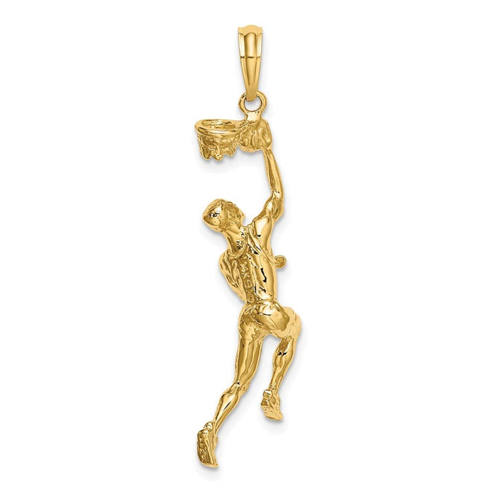 14K Yellow Gold 3-D Basketball Player with Ball and Partial Hoop Charm