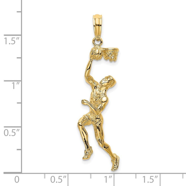 14K Yellow Gold 3-D Basketball Player with Ball and Partial Hoop Charm