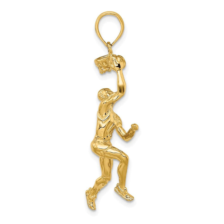 14K Yellow Gold 3-D Basketball Player with Ball and Partial Hoop Charm