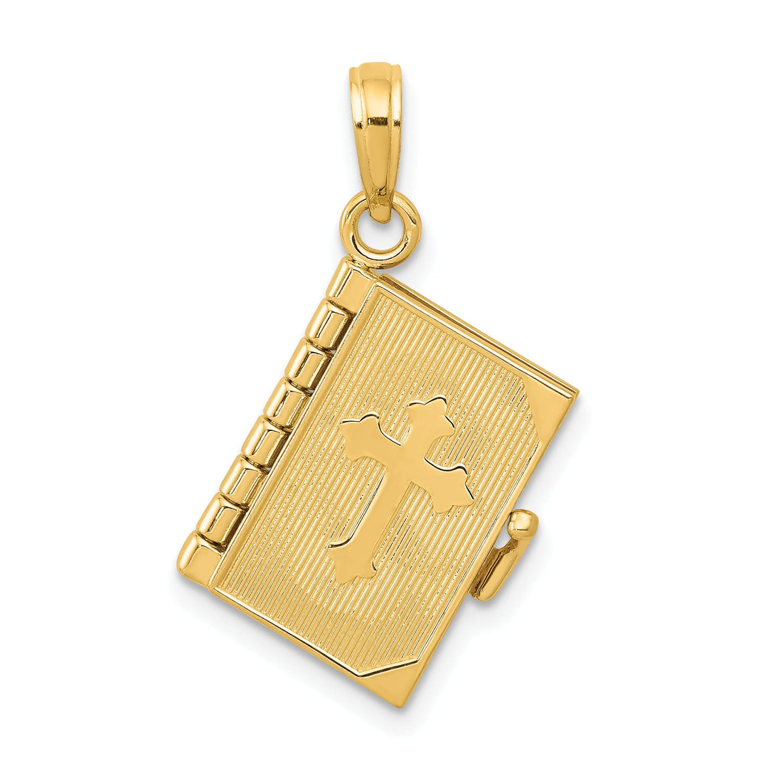 14K Yellow Gold 3-D Bible with Lord's Prayer and Moveable Pages