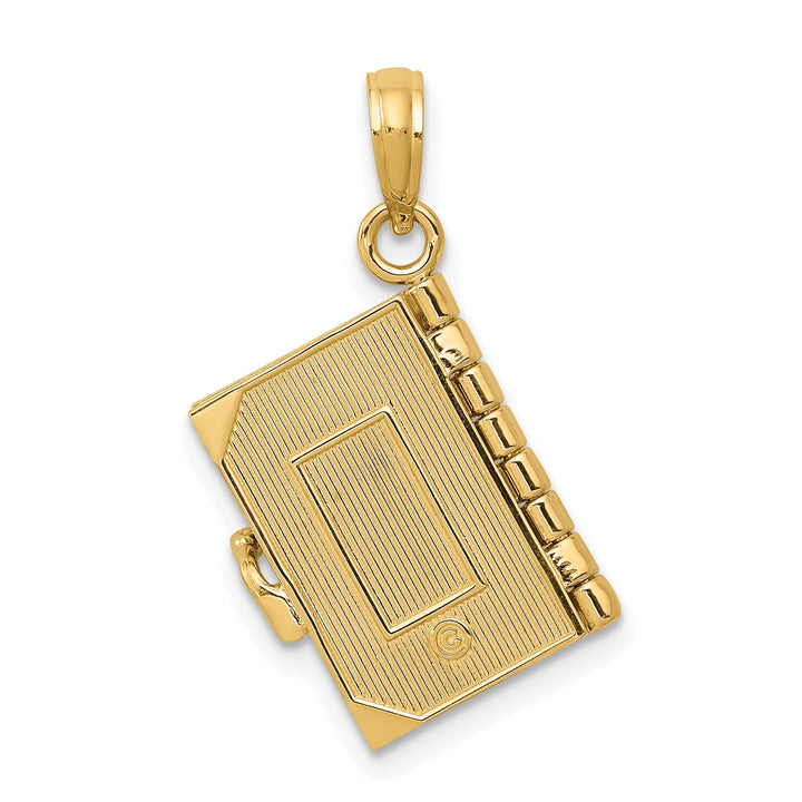 14K Yellow Gold 3-D Bible with Lord's Prayer and Moveable Pages