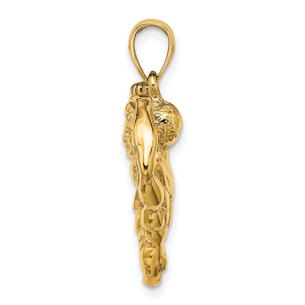 14K Yellow Gold 3-D Bodybuilder Waist Up Pendant