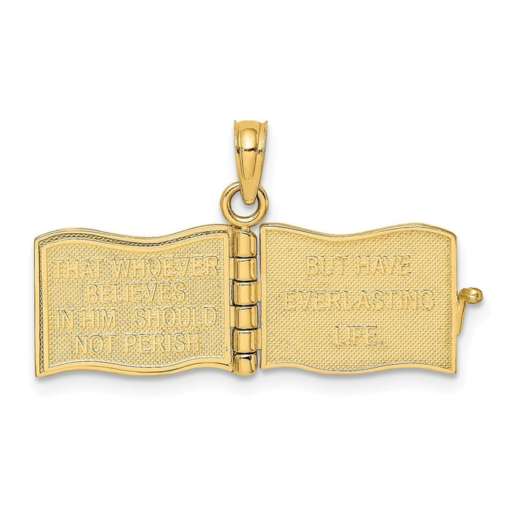 14K Yellow Gold 3-D Enameled John 3:16 Book with Movable Pages Charm