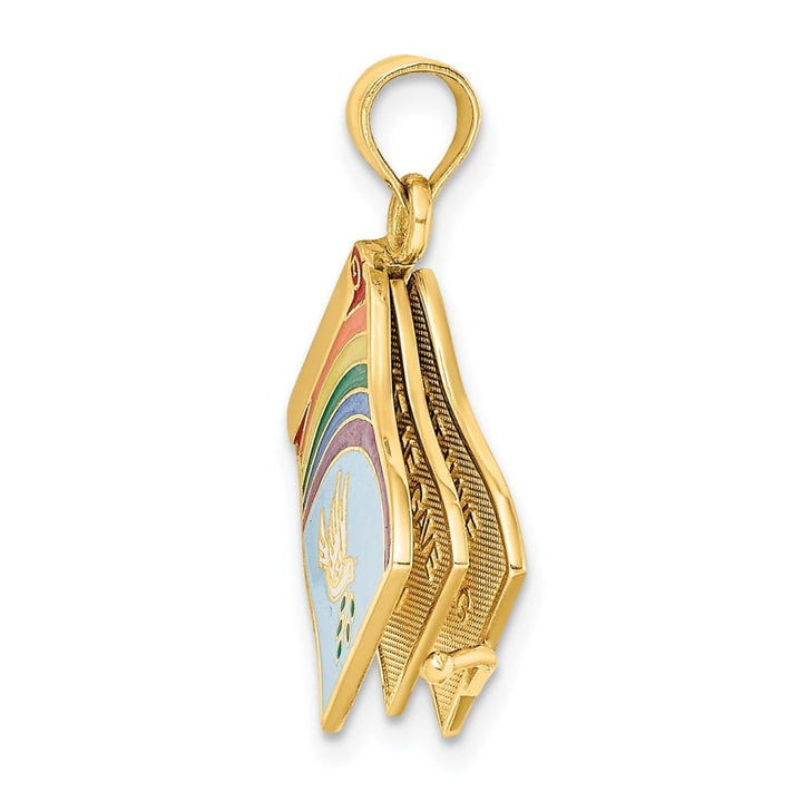 14K Yellow Gold 3-D Enameled John 3:16 Book with Movable Pages Charm