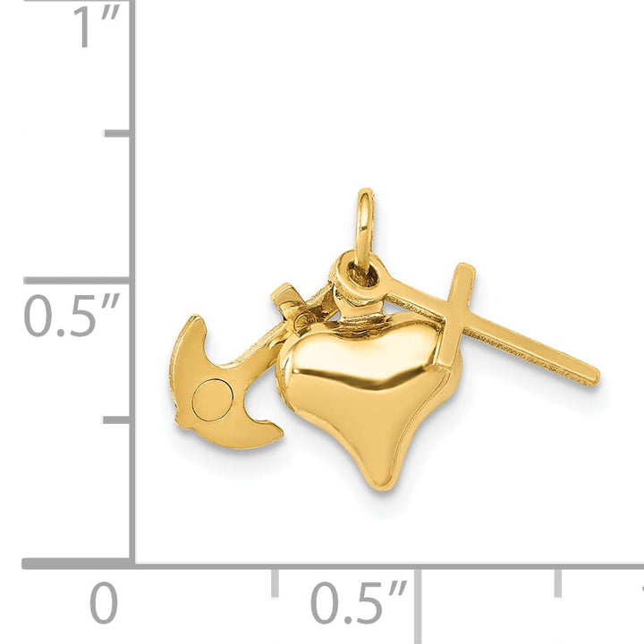 14K Yellow Gold 3-D Faith, Hope And Charity Charm