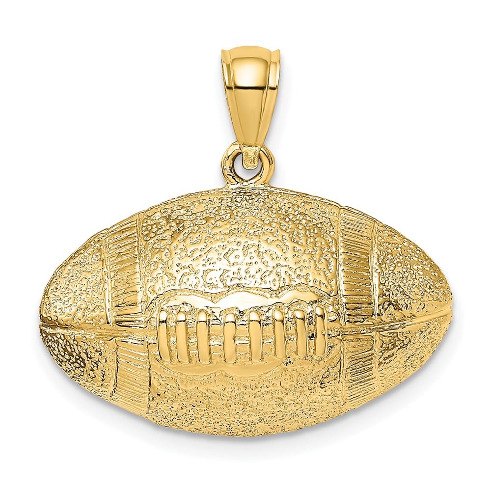 14K Yellow Gold 3-D Football Horizontal Pendant