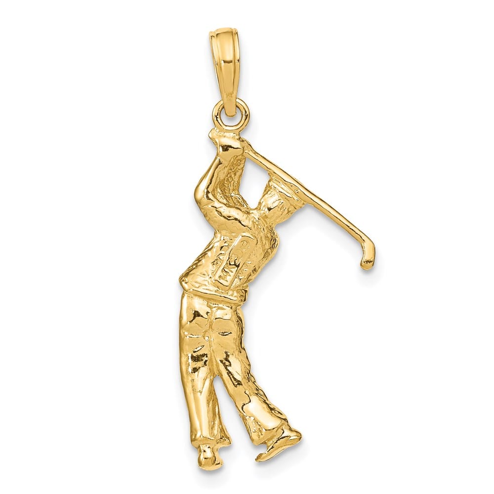 14K Yellow Gold 3-D Golfer in Swing Charm