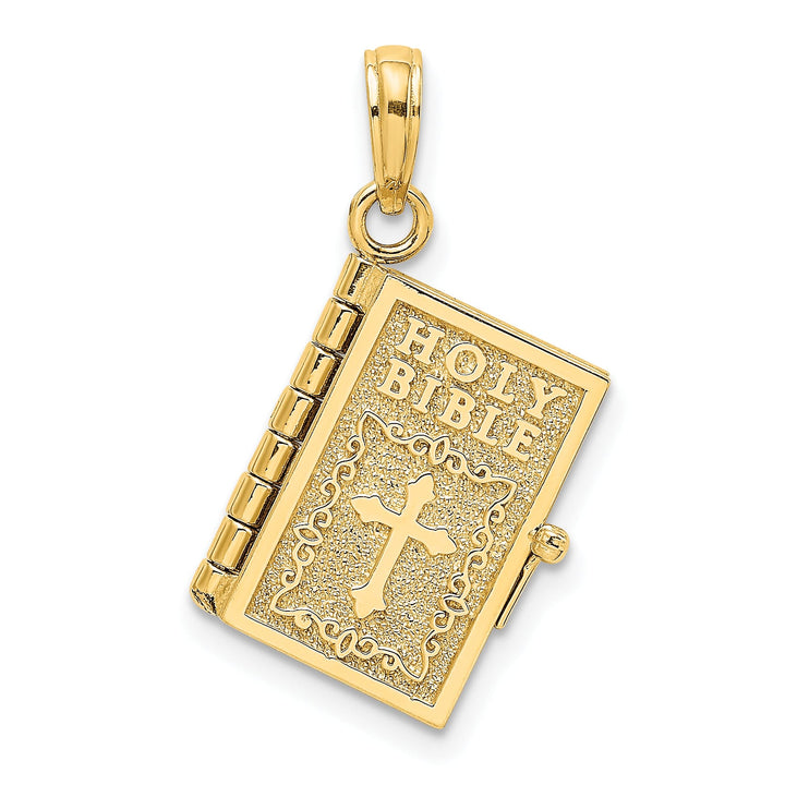 14K Yellow Gold 3-D Holy Bible with Lord's Prayer and Moveable Pages