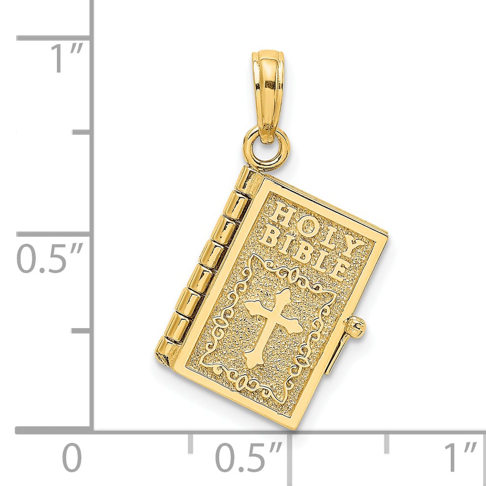 14K Yellow Gold 3-D Holy Bible with Lord's Prayer and Moveable Pages
