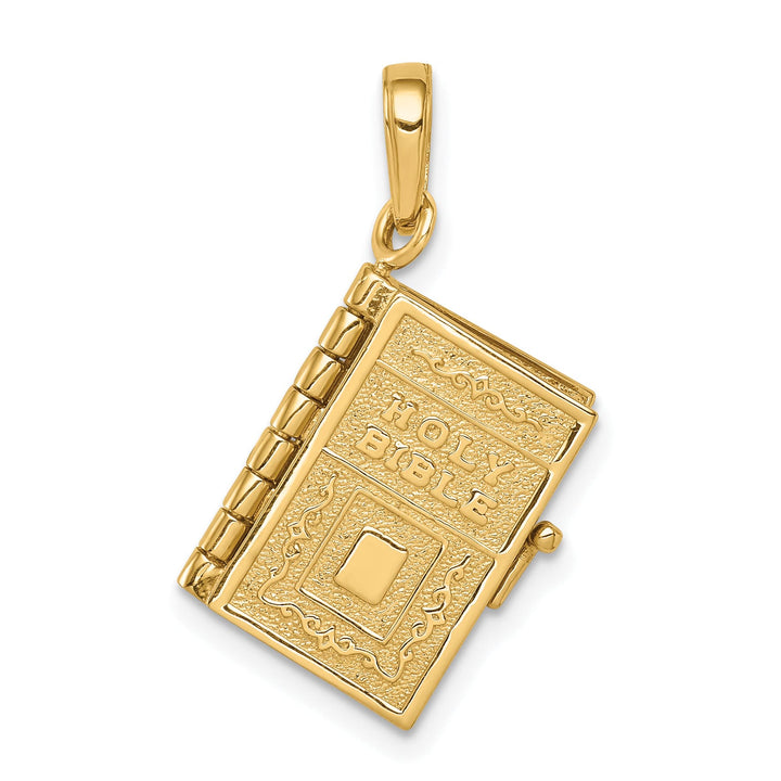 14K Yellow Gold 3-D Holy Bible with Lord's Prayer and Moveable Pages