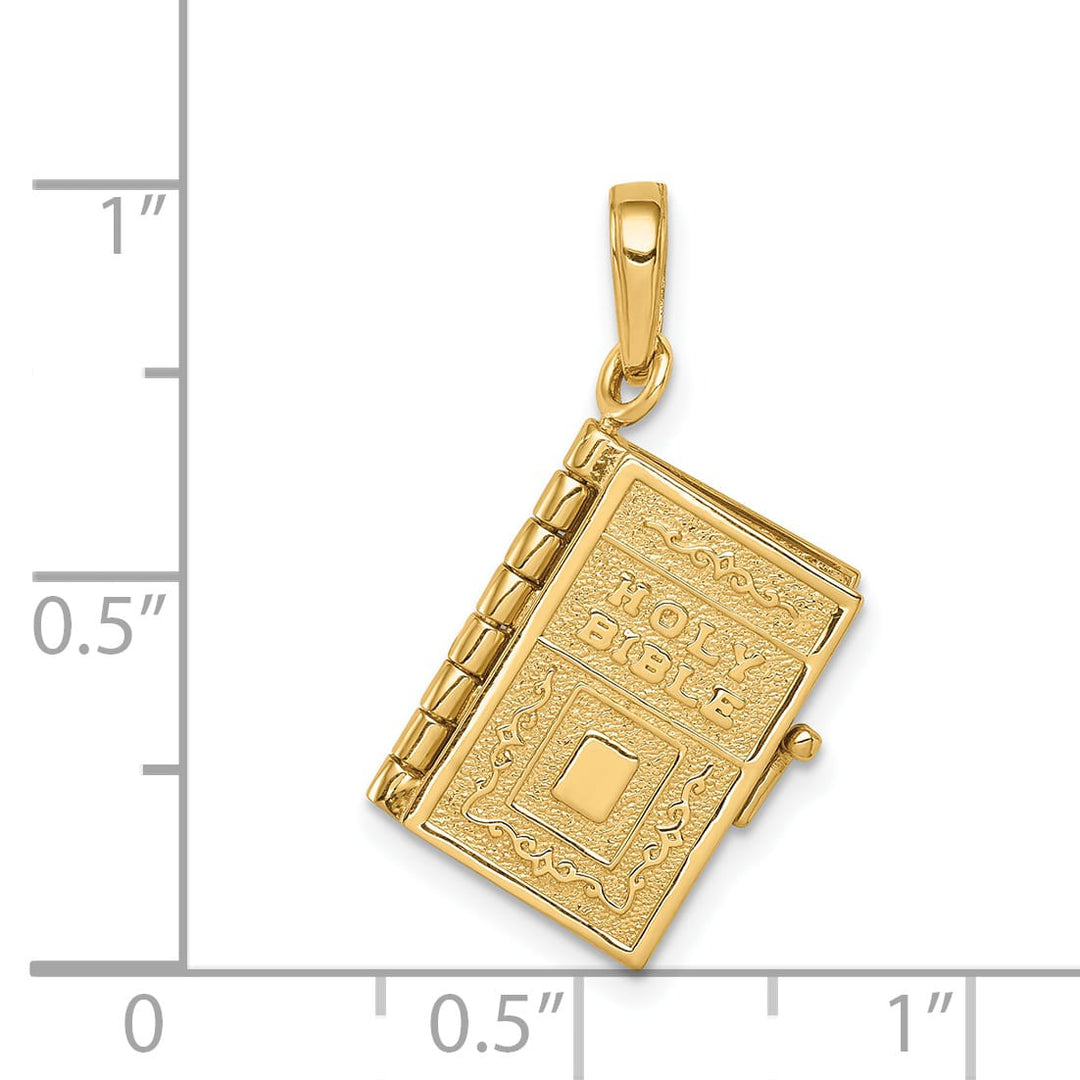 14K Yellow Gold 3-D Holy Bible with Lord's Prayer and Moveable Pages