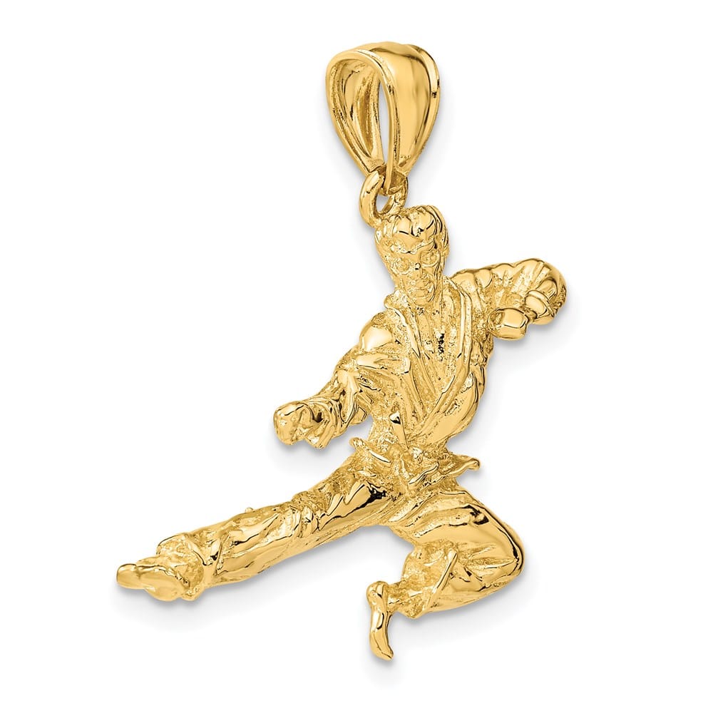 14K Yellow Gold 3-D Male Karate Pendant