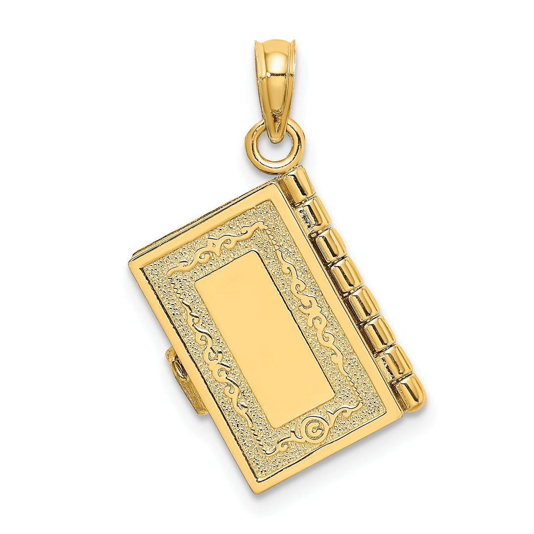 14K Yellow Gold 3-D Moveable Santa Biblia Book Bible with Lords