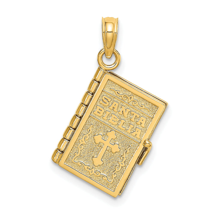 14K Yellow Gold 3-D Moveable Santa Biblia Book Bible with Lords