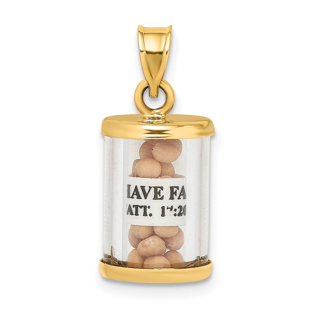 14K Yellow Gold 3-D Mustard Seeds with Matthew 17:20 Scroll Inside