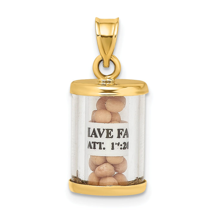 14K Yellow Gold 3-D Mustard Seeds with Matthew 17:20 Scroll Inside