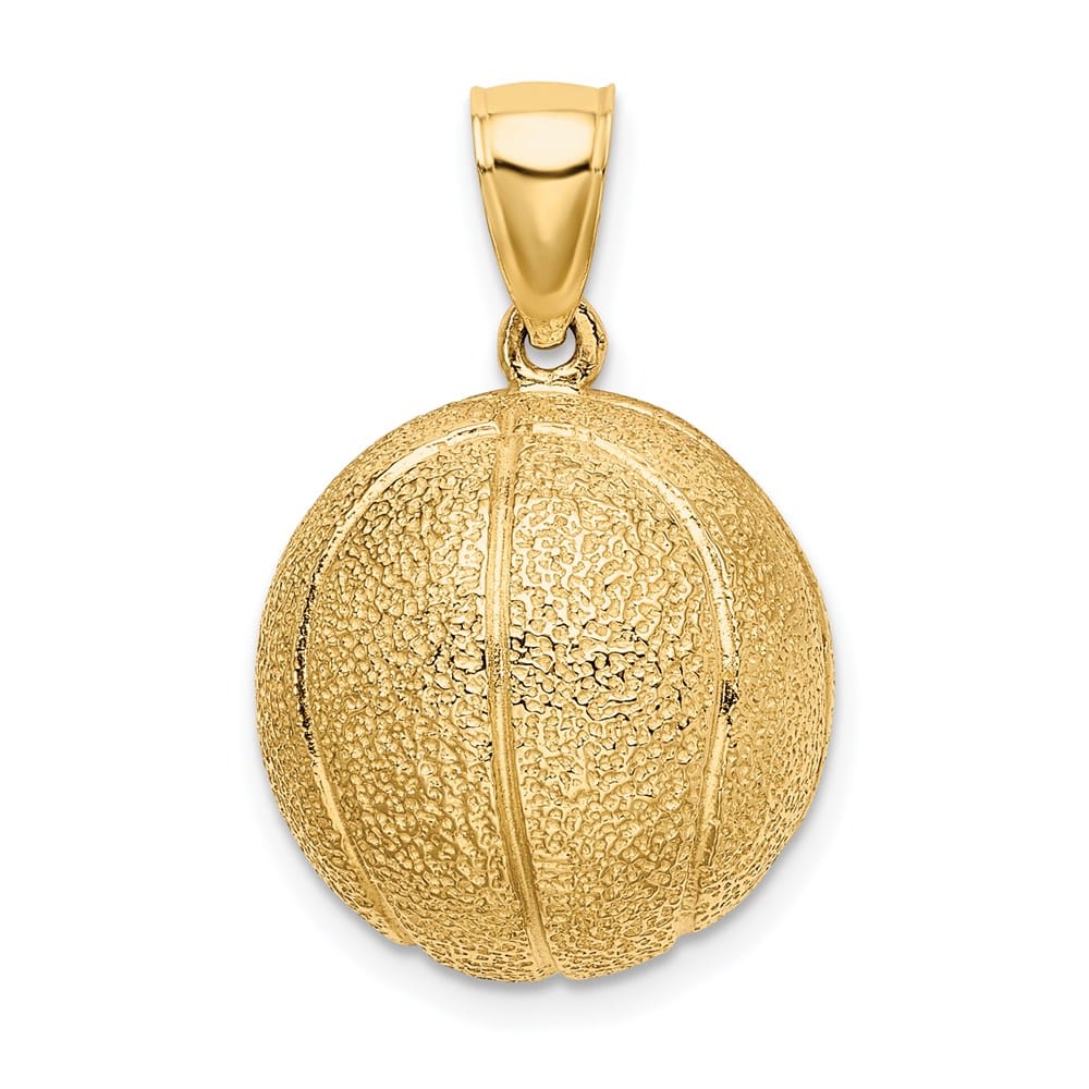 14K Yellow Gold 3-D Textured Basketball Charm