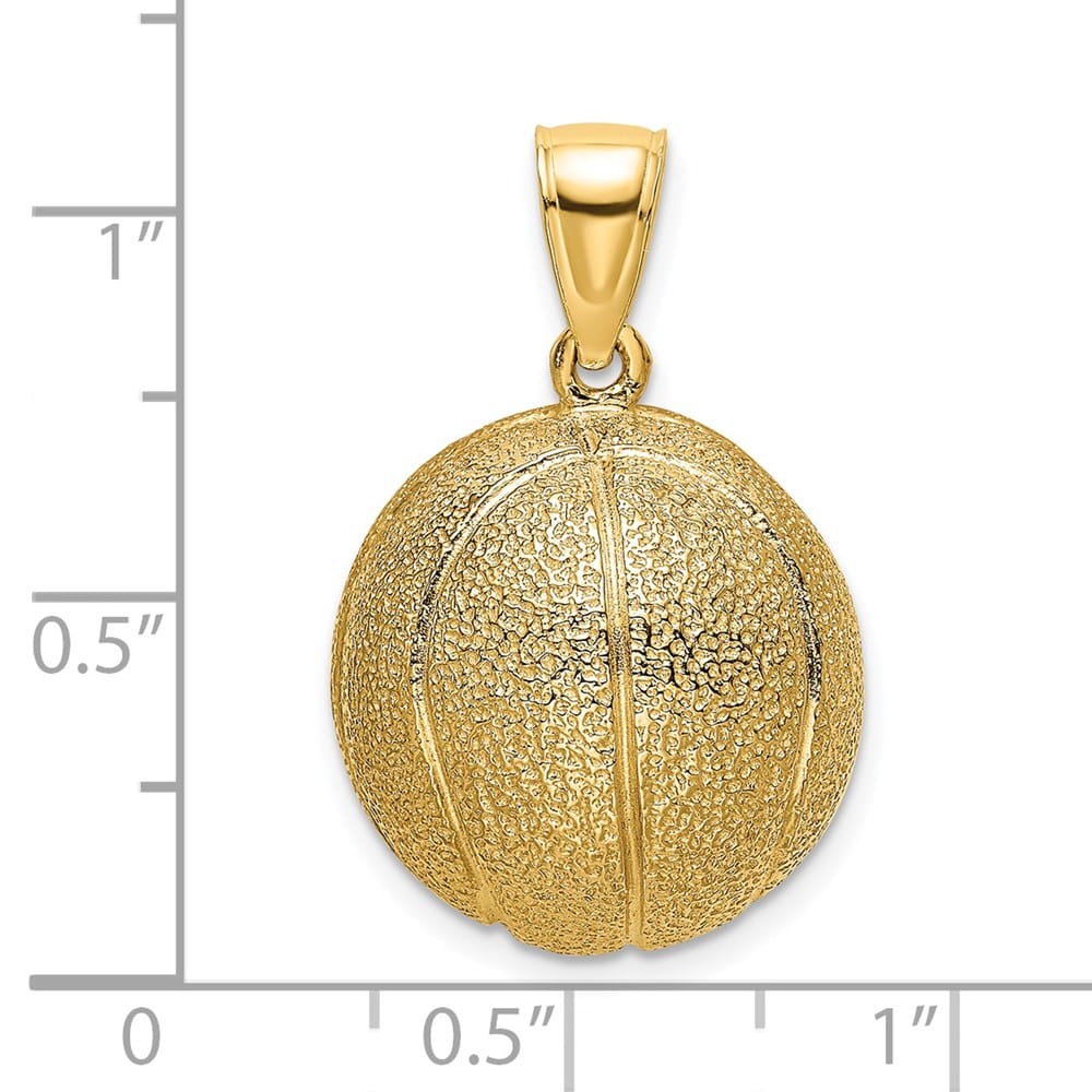 14K Yellow Gold 3-D Textured Basketball Charm