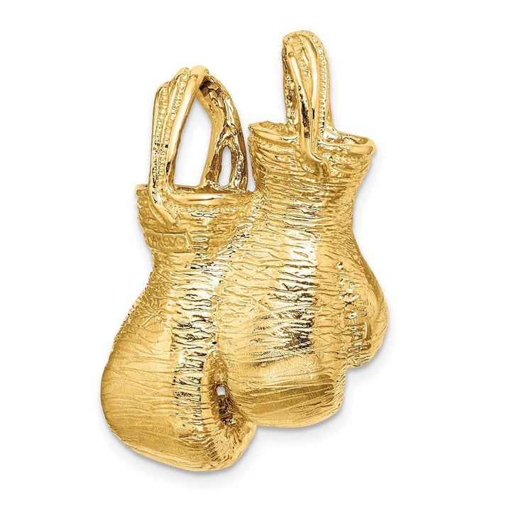 14K Yellow Gold 3-D Textured Double Boxing Gloves Slide Pendant