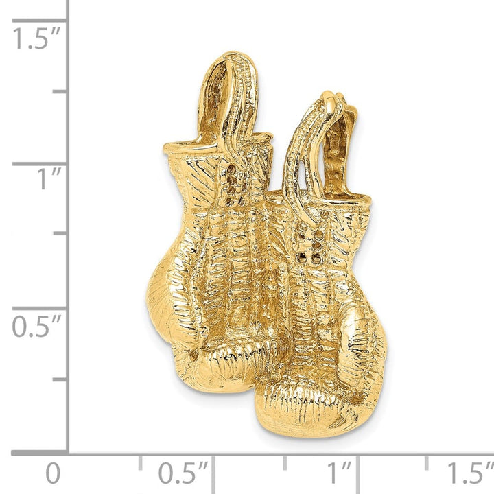14K Yellow Gold 3-D Textured Double Boxing Gloves Slide Pendant