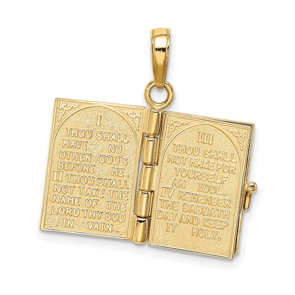 14K Yellow Gold 3-D The Ten Commandments Book with Moveable Pages
