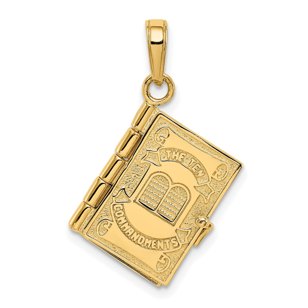 14K Yellow Gold 3-D The Ten Commandments Book with Moveable Pages
