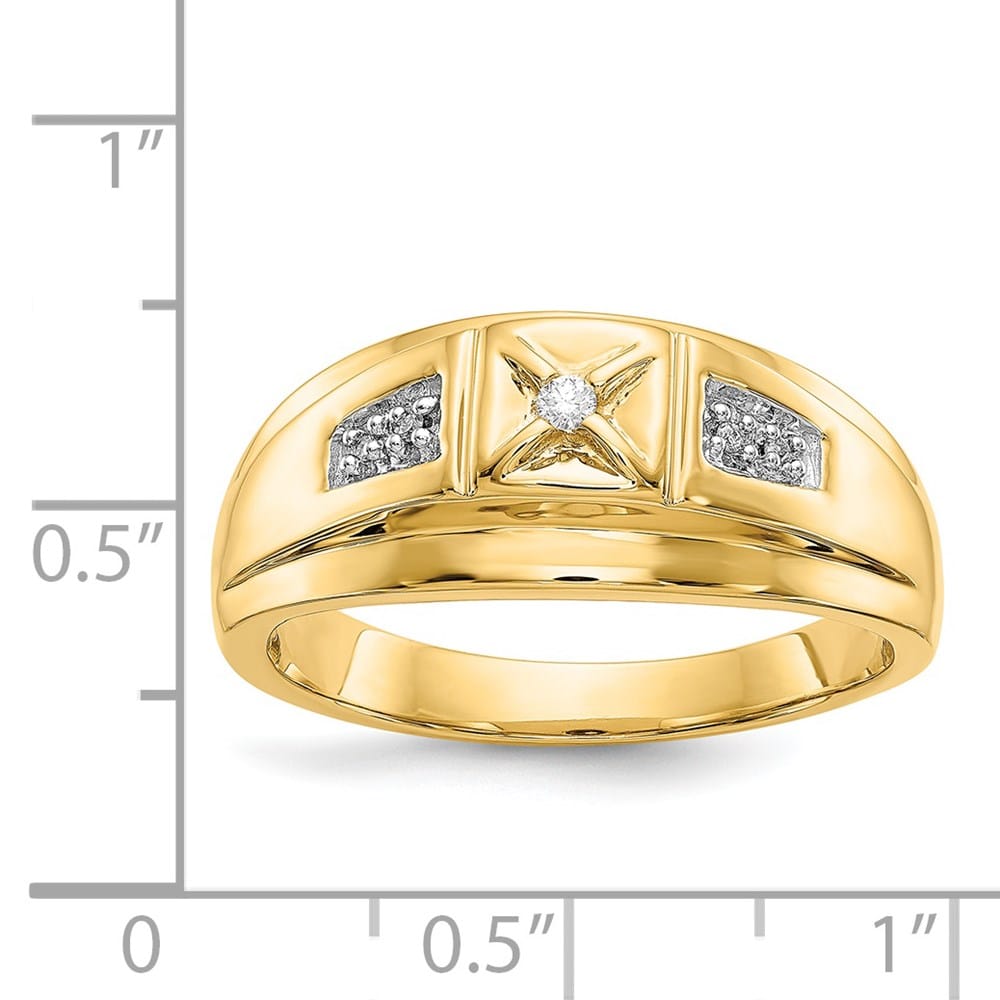 14k Yellow Gold 3 mm 6.79 g IB Goodman 1/20 Carat Diamond Men's Ring