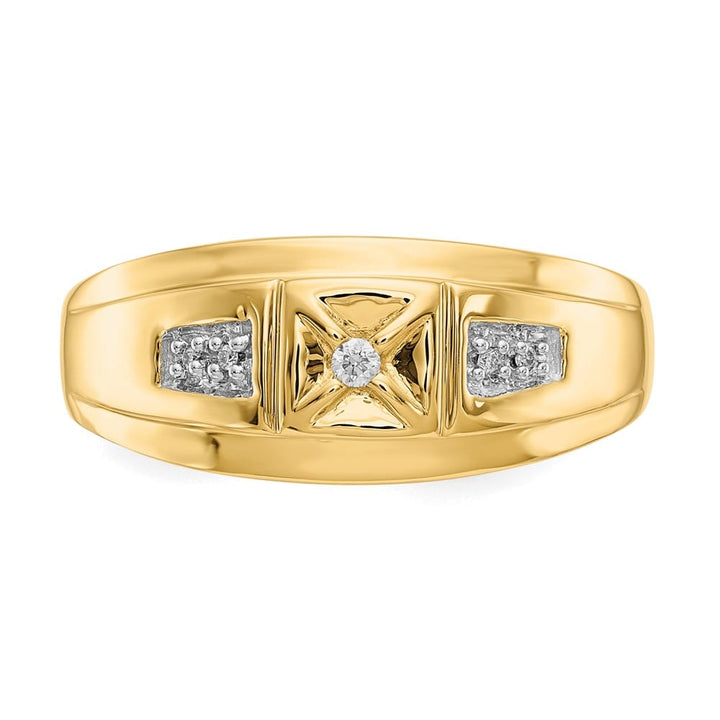 14k Yellow Gold 3 mm 6.79 g IB Goodman 1/20 Carat Diamond Men's Ring