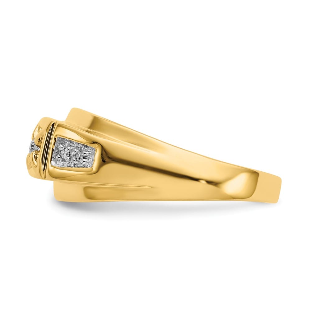 14k Yellow Gold 3 mm 6.79 g IB Goodman 1/20 Carat Diamond Men's Ring