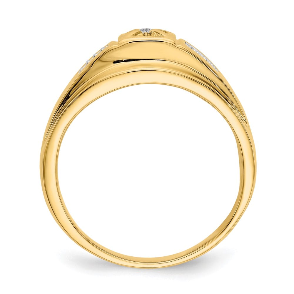 14k Yellow Gold 3 mm 6.79 g IB Goodman 1/20 Carat Diamond Men's Ring