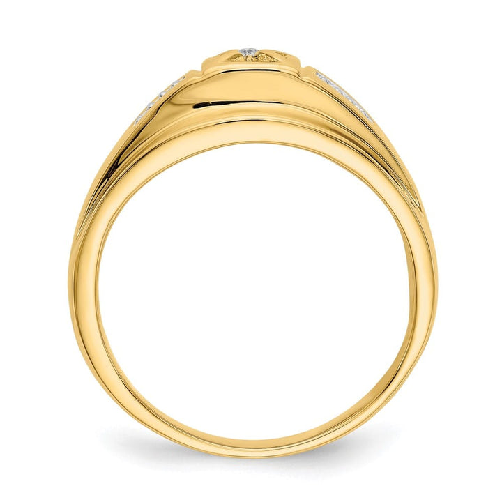 14k Yellow Gold 3 mm 6.79 g IB Goodman 1/20 Carat Diamond Men's Ring