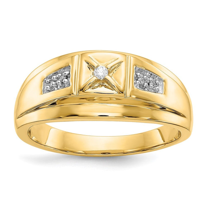 14k Yellow Gold 3 mm 6.79 g IB Goodman 1/20 Carat Diamond Men's Ring