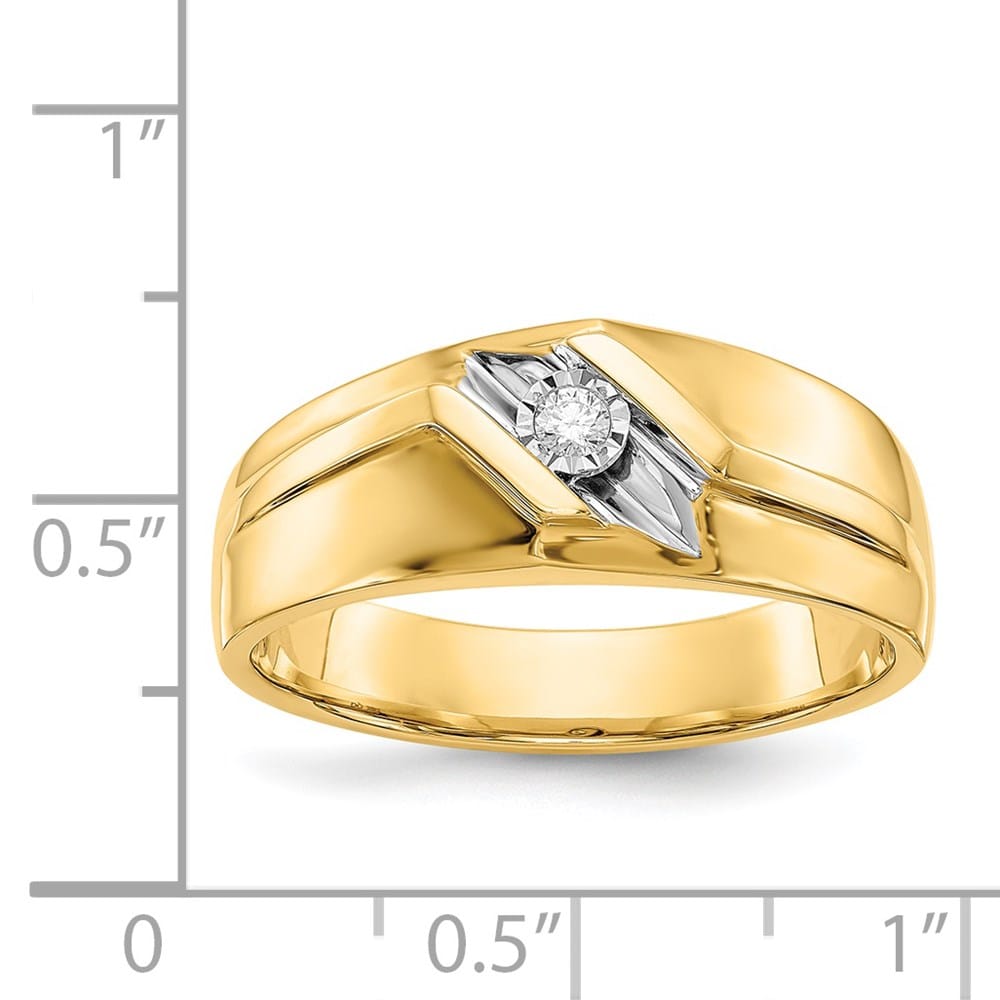 14k Yellow Gold 3 mm 7.49 g IB Goodman 1/20 Carat Diamond Men's Ring