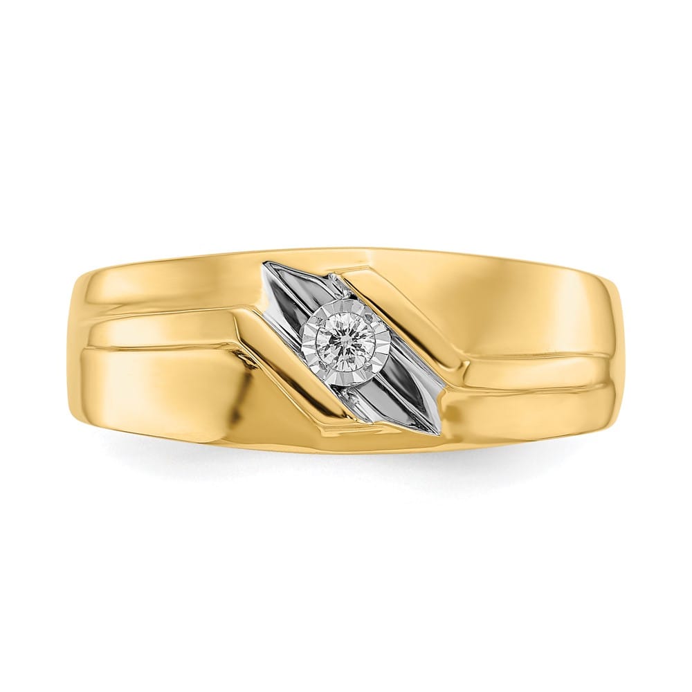 14k Yellow Gold 3 mm 7.49 g IB Goodman 1/20 Carat Diamond Men's Ring