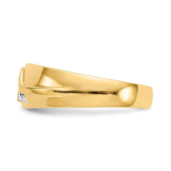 14k Yellow Gold 3 mm 7.49 g IB Goodman 1/20 Carat Diamond Men's Ring