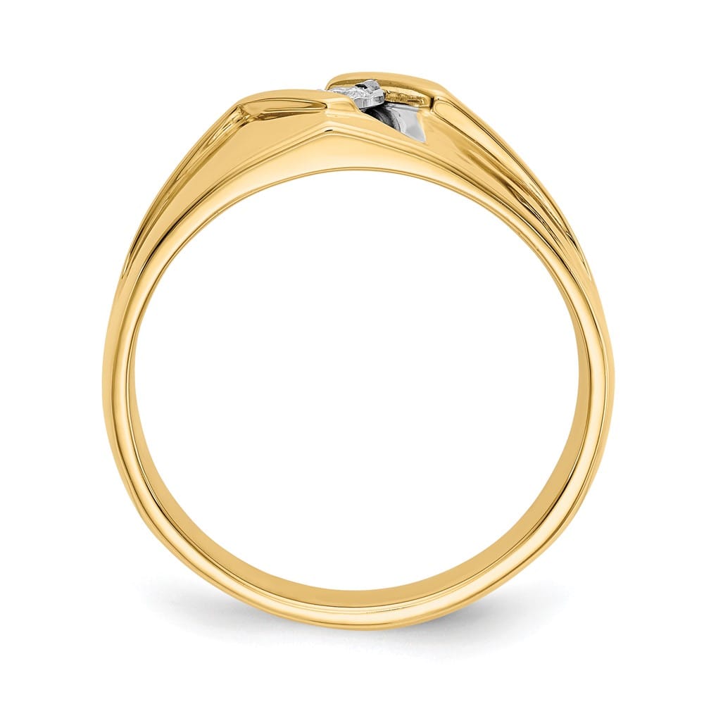 14k Yellow Gold 3 mm 7.49 g IB Goodman 1/20 Carat Diamond Men's Ring